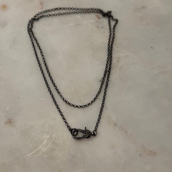 Pavé Diamond & Gunmetal Cross Necklace - Picture 5 of 12
